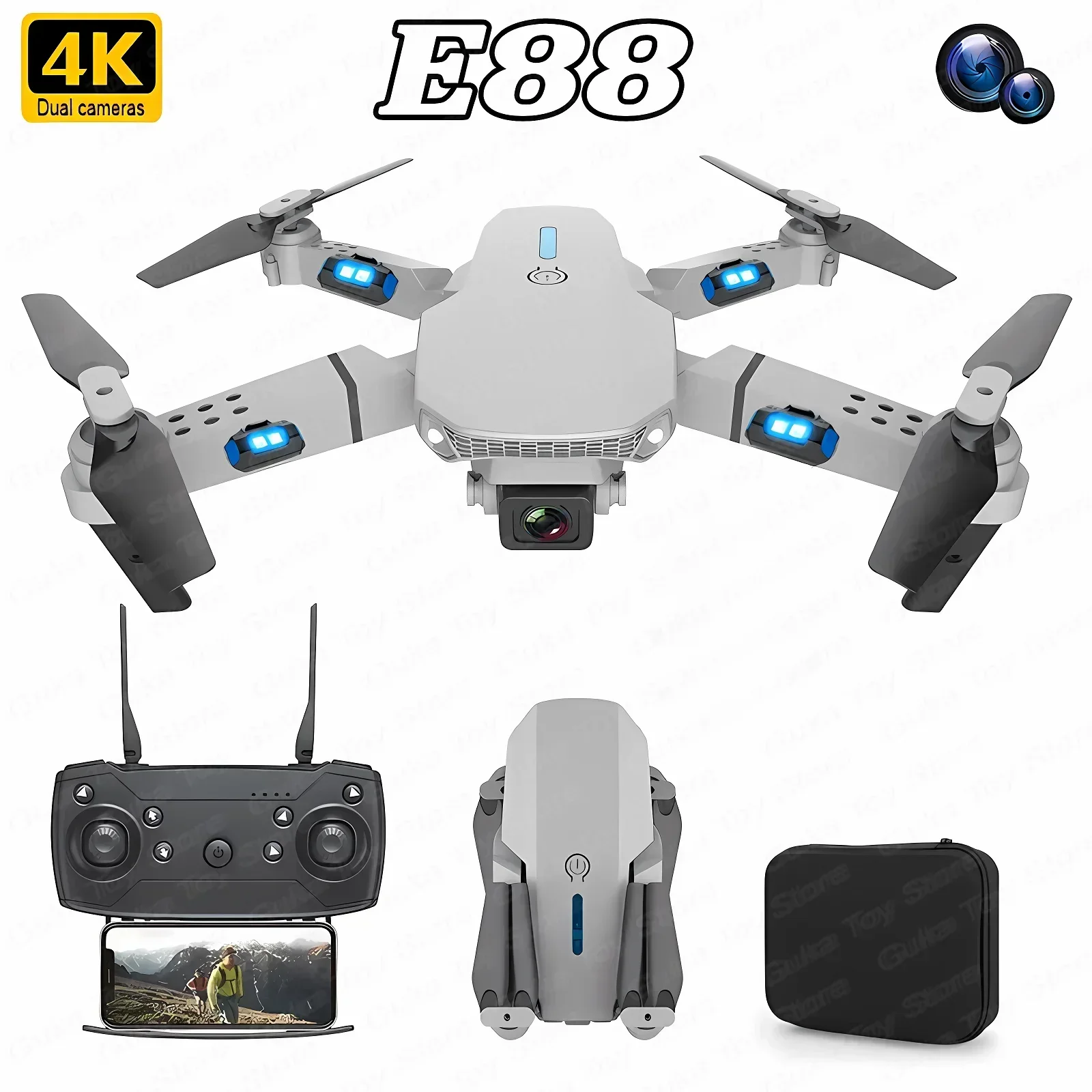 E88 pro wifi fpv drone grande  - Drone Battery Case avaliação e preço